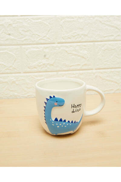 REDTAG White Dinosaur Kids Mug (11 Oz)