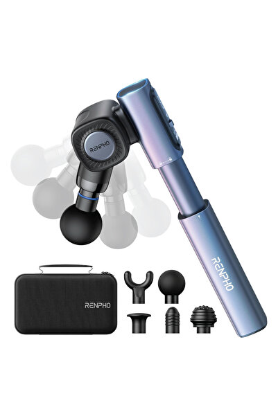 RENPHO Massage Gun with Adjustable Angles and Extension Handle Muscle Massager - Blue