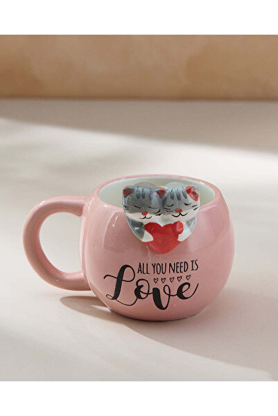 REDTAG كوب مطبوع صورة قطة وردية