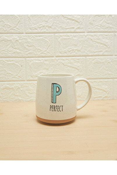 REDTAG White Glazed Alphabet Mug - P