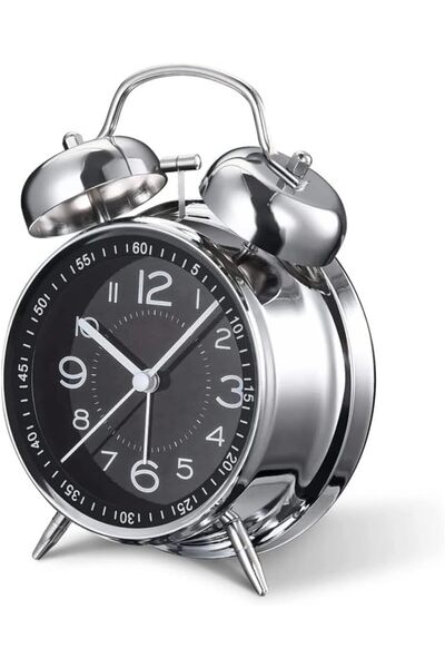 Arabest Loud Alarm Clock for Heavy Sleepers, Retro 4",Llent Without Ticking Quartz with Backlight(black)