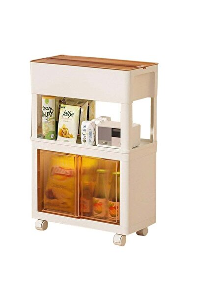 Yelajoy عربة بلاستيكية متعددة الاستخدامات لتخزين الوجبات الخفيفة بثلاث طبقات،...