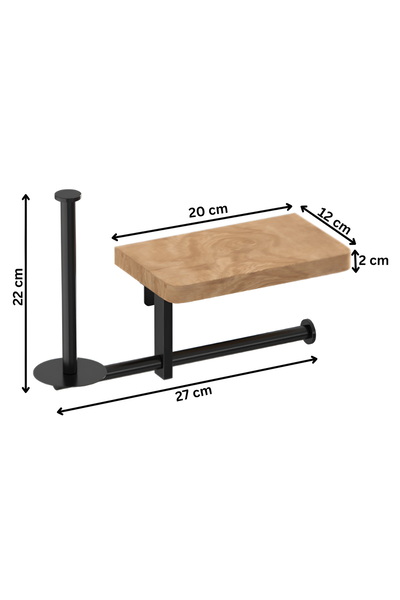 Next Trend Toilet paper holder with wooden shelf and spare roll
