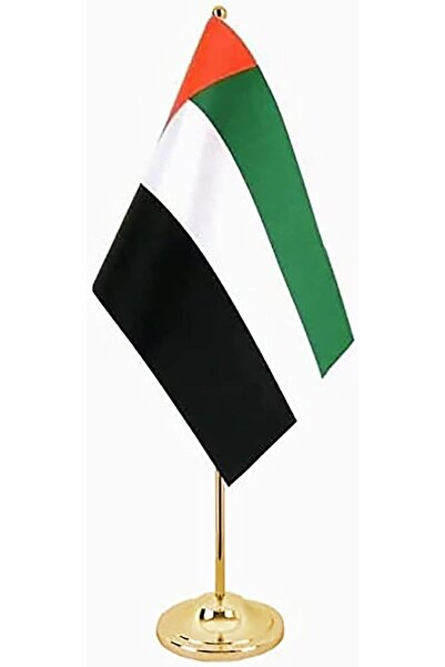 Yuwell YU WELL UAE Table Flag with Metal Stand - Golden Desk Flag (40cm)
