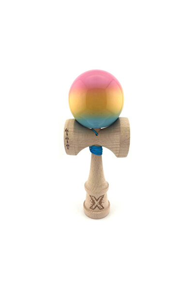 Berbis Kendama X Originala, Roz / Galben / Albastru, Profesionala, Cupe Mari,...