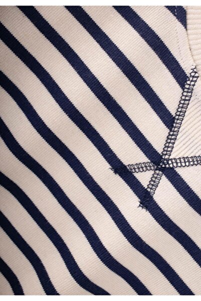 Cigit Striped Karyoka Detailed Transitional Sweat 2-12 Years Old Navy Blue