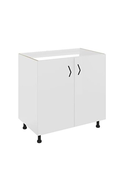 OEM White 2-Door Sink Cover 80x82x50 cm Made of 18mm Chipboard with Adjustable Feet