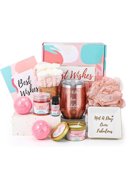 Beauenty مجموعة هدايا سبا من 11 قطعة من الشموع المعطرة وقنابل الاستحمام (وردي وردي)