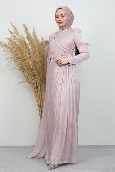 GİYZAMİLA İlkin Yoryo Evening Dress Soft Pink