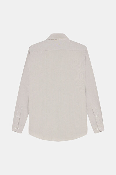 W Collection YEŞİL UZUN KOLLU ÇİZGİLİ PAMUK ELASTAN GÖMLEK