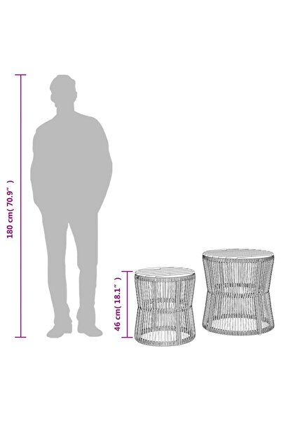 vidaxl Garden Side Tables 2 pcs with Wooden Top Black Poly Rattan