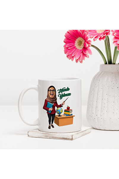 Hediyesepeti Cartoon Customized Teacher Coffee Cup