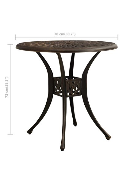 vidaxl Garden Table Bronze 78x78x72 cm Cast Aluminium