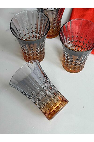 ROSSEV Darkness Orange Smoked Crystal 4-Piece Soft Drink Glass (200ml)