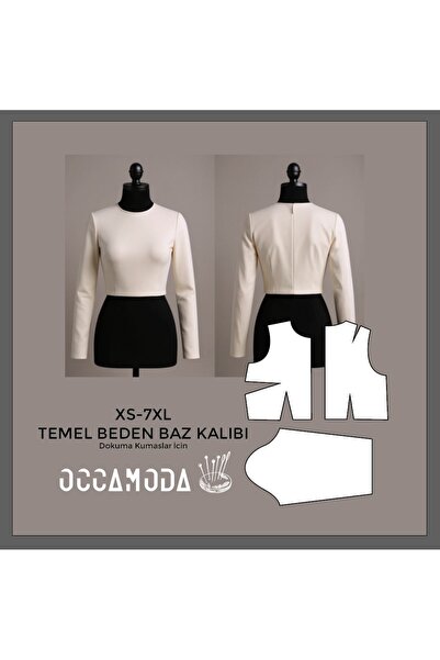 Handmade Temel Beden Baz Kalıbı, XS-7XL Serili Beden, Dokuma Kumaşlar İçin