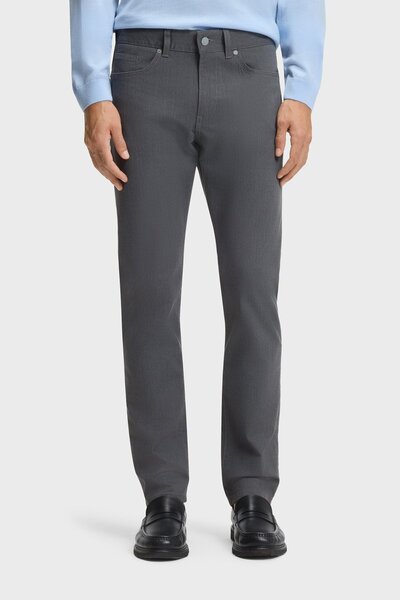 BOSS Erkek Normal Bel Dar Paça Düğme Kapama Düz Slim Fit Gri Pantolon 5055141...