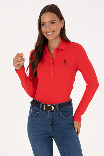 U.S. Polo Assn. Women's Red Basic Polo Neck Sweatshirt 50307755-Vr030