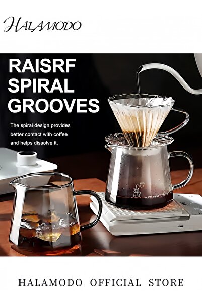 HALAMODO Manual Pour Over Coffee Maker 400ml Premium Heat Resistant Glass Drip Coffee Brewer