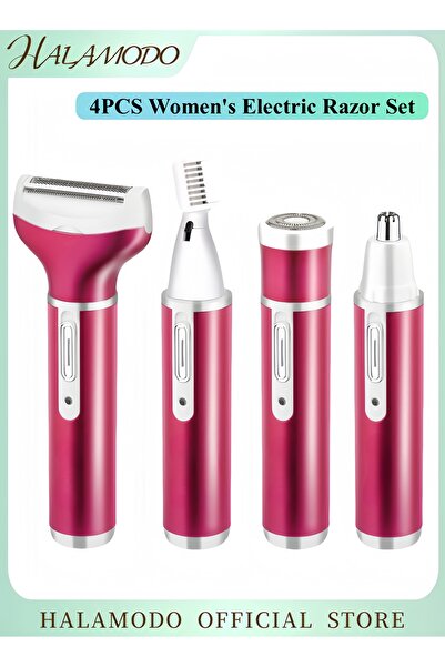 HALAMODO ماكينة حلاقة كهربائية للنساء مكونة من 4 قطع، ماكينة حلاقة كهربائية ل...