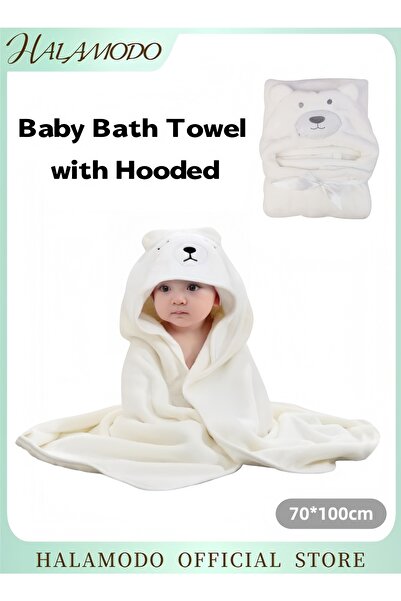 HALAMODO منشفة حمام للأطفال مع عباءة شتوية دافئة بغطاء رأس ، بطانية مخملية، م...