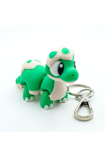 OEM Dinosaur Keychain, Baby Branchiosaurus, Articulated Figurine, 3D, Green