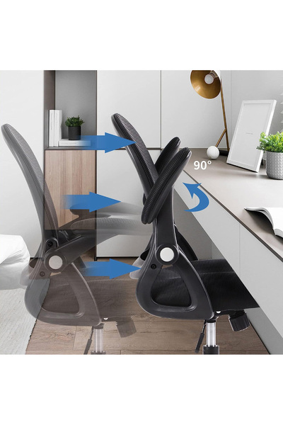 AnneFish Comfortable Office Chair Ergonomic Low Back Mesh Chair with Flip Up Armrests Computer and Home