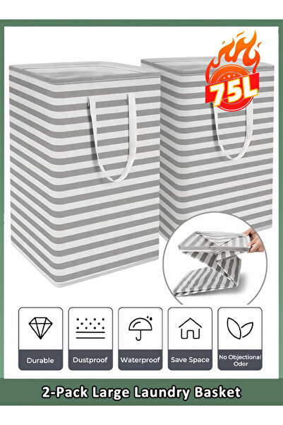 Generic 2-Pack Large Laundry Basket, Waterproof Freestanding Laundry Hamper, ...