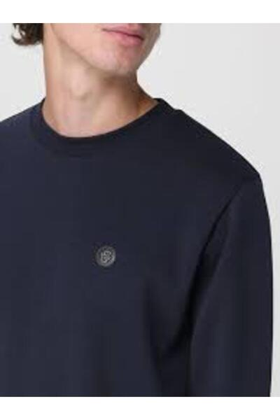 BOSS Men's Plain Model Crew Neck Long Sleeve Navy Blue1 Sweatshirt 50520302-406