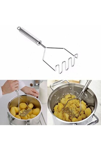 HALAMODO Sculpted Silver 25z9.5x7cm Curved Potato Smasher