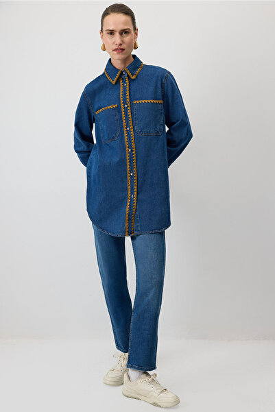 Touché Privé Ethnic Embroidered Denim Shirt