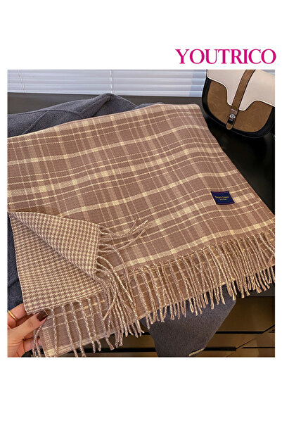 Youtrico Reversible Plaid Wrap - Two-Tone Chic Scarf & Shawl,200*55cm