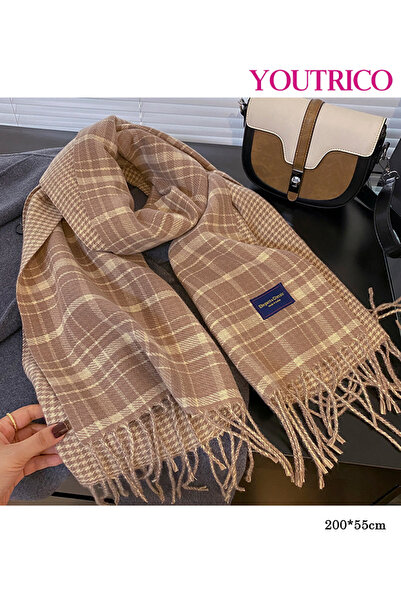 Youtrico Reversible Plaid Wrap - Two-Tone Chic Scarf & Shawl,200*55cm
