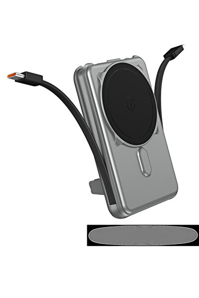 Merlin Bolt Max Pro 10000 mAh MagSafe PowerBank with Built-in Type-C & Lightning Cables and Metal Kickstand