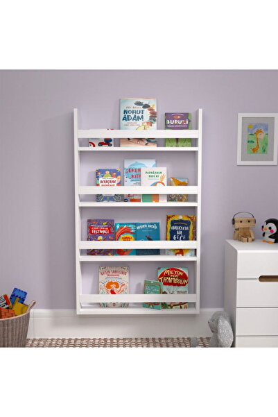 Eco Room Montessori 4 Raflı Kitaplık - Beyaz - 110x10x55 cm