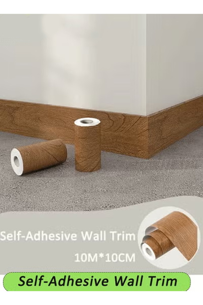 Generic ملصقات حواف الجدران الخشبية ذاتية اللصق، خطوط الحواف، ورق جدران الخصر، مقاس 10 أمتار × 10 سم