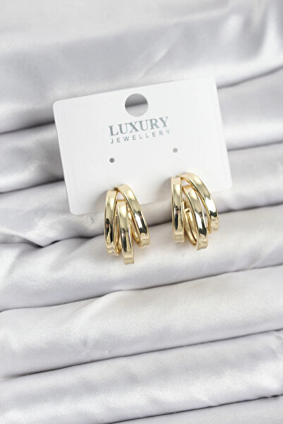 shopwave Brass Gold Color Vintage Hoop Model Women's Earrings