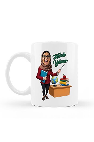 Hediyesepeti Cartoon Customized Teacher Coffee Cup