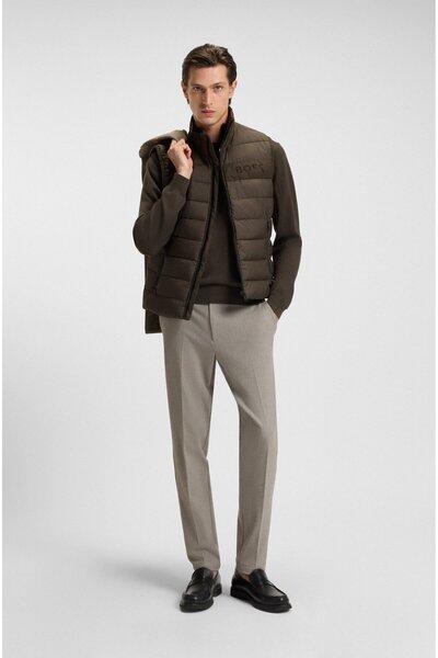 BOSS Erkek Dik Yaka Kapitoneli Fermuar Kapamalı Açık Yeşil Yelek 50518375-342