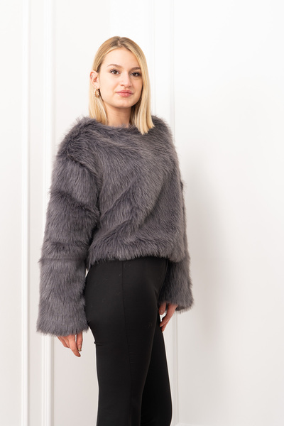 MissVina Kısa Kürk Sweat Mont 2596