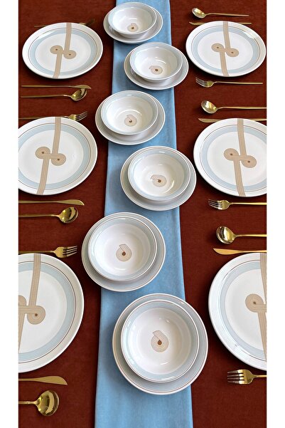 ers erbaşlar JAUNE 18 Parça 6 Kişilik Lüx Yemek Takımı Yemek Sunum Seti