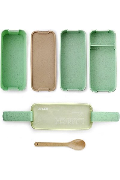 HALAMODO Green Lunch Box with 3 Layers