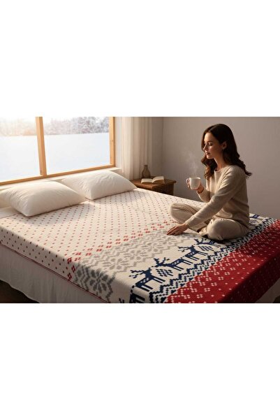 Sesli Cotton Blanket Christmas Patterned Cotton 200 X 220 Sizes