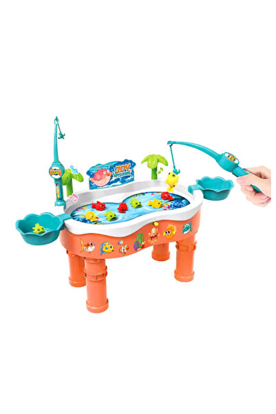 OEM Interactive Fishing Table, Joy Fishing, with Magnetic Rods, Sounds and Light, Orange