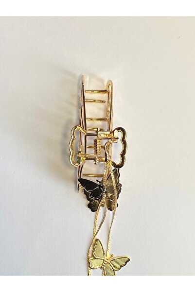 cityvision Metal Hair Clip with Hanging Butterfly Figure Gold Color 7 cm – Elegant and Sparkling Design