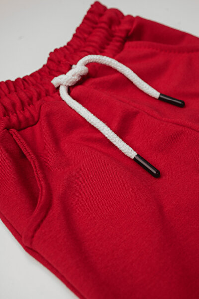 HeyAdventure Boys / Girls Jogger Sweatpants with Pockets, Cuffed Legs, Pack of Ribbed Knit Red