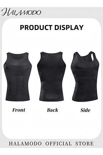 HALAMODO Men's Body Shaper Slimming Vest Tummy Control Shapewear Compression Base Layer Slim Muscle Shirt