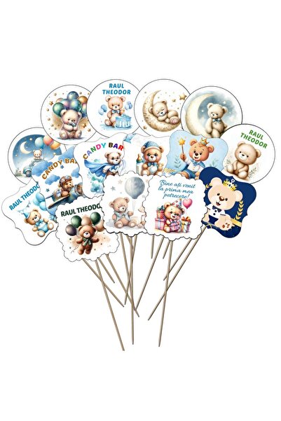 PersonalizatCuStil Set 15 bucati/Decoratiuni Candy Bar cu ursuleti