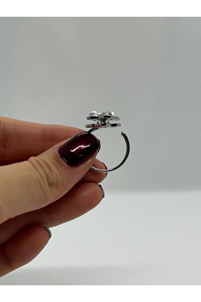 FY Ticaret Four Leaf Silver Color Steel Stress Ring