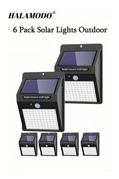 HALAMODO مجموعة من 6 مصابيح تعمل بالطاقة الشمسية خارجية، 3 أوضاع/20 مصباح LED لإضاءة أمنية تعمل بالطاقة الشمسية وإضاءة حركة لاسلكية تعمل بالطاقة الشمسية
