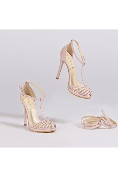 Vanilla Days Tocuri stiletto roz Evelyn cu finisaj din piele